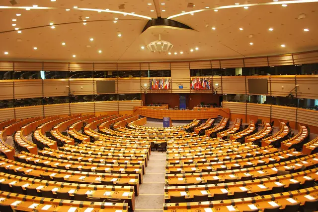 The hemicycle of the European Parliament in Brussels